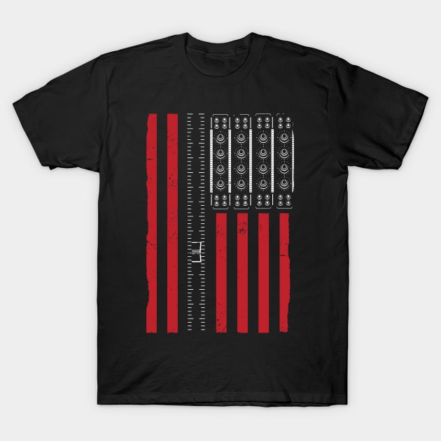 USA Flag with Synthesizer Panel T-Shirt by Emart